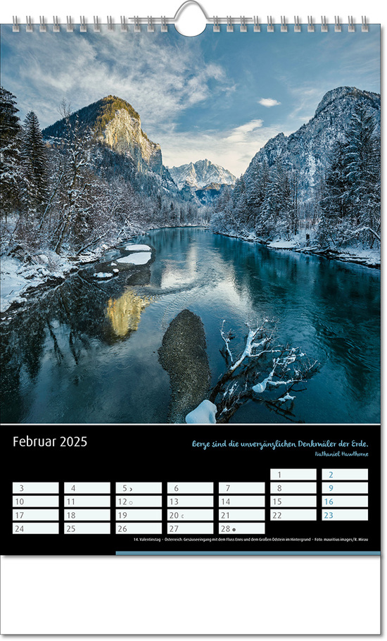 Kalender "Emotion" im Format 24 x 38,5 cm, mit Wire-O Bindung und verlängerter Rückwand