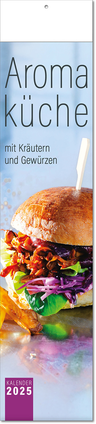 Kalender "Aromaküche" im Format 11 x 50 cm, mit Fälzel