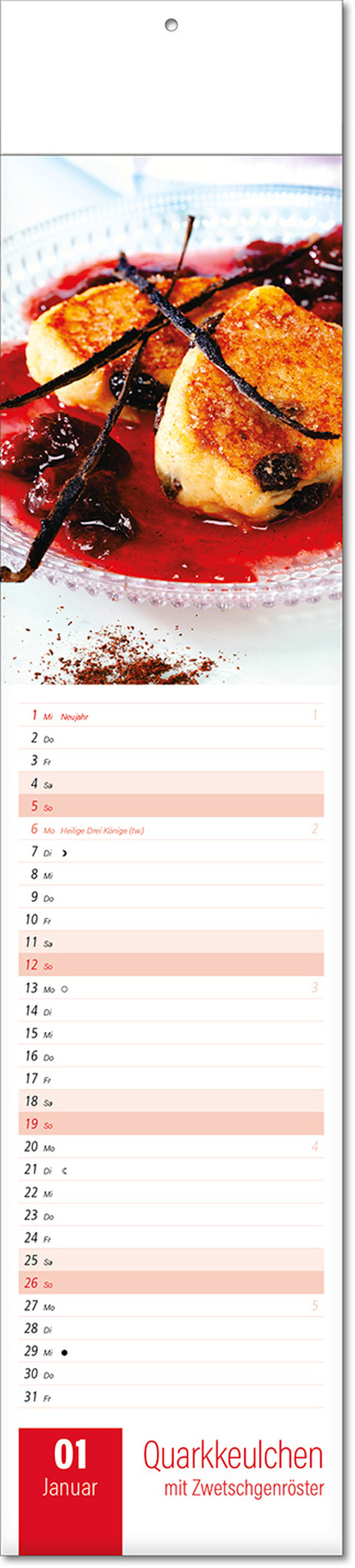 Kalender "Aromaküche" im Format 11 x 50 cm, mit Fälzel