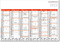 Tafelkalender im Format DIN A5, 21 x 14,8 cm, Kalendarium in rot/schwarz