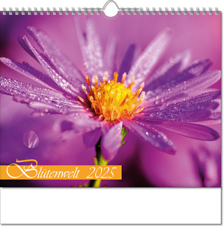 Kalender "Blütenwelt" im Format 30 x 29 cm, mit Wire-O-Bindung und verlängerter Rückwand