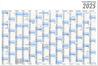 Plakatplaner mit deutschem Kalendarium, schwarz/blau, im Format 101,5 x 68,5 cm