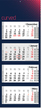 4-Monatskalender "Style-4" mit deutsch-mehrsprachigem Kalendarium im Format 33 x 87,5 cm