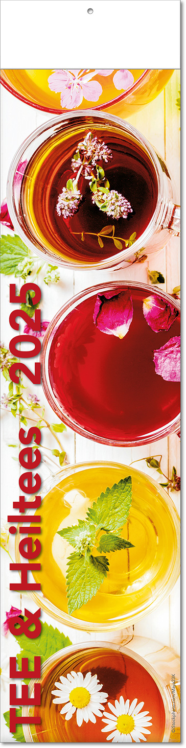 Kalender "Tee & Heiltees" im Format 13 x 53,5 cm, mit Fälzel