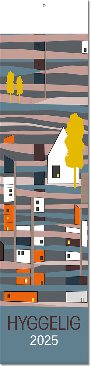 Kalender "Hyygelig" im Format 13 x 53,5 cm, mit Fälzel