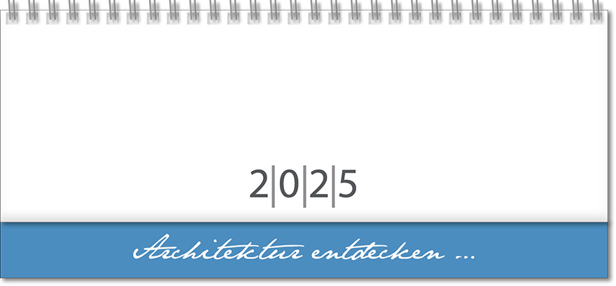 Schreibtischquerkalender "Top D" mit überstehender Kartonrückwand im Format 30,5 x 13,5 cm