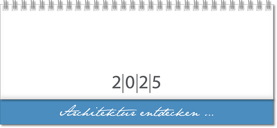 Schreibtischquerkalender "Top D" mit überstehender Kartonrückwand im Format 30,5 x 13,5 cm