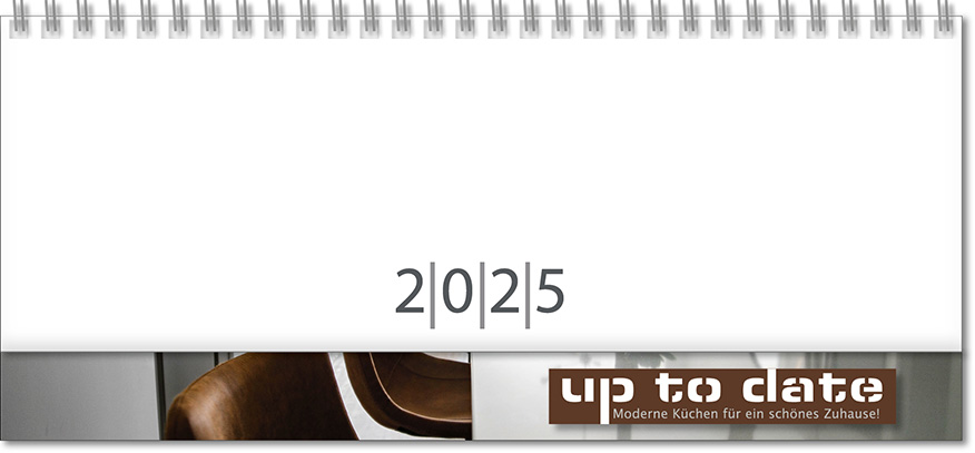 Schreibtischquerkalender "Top Register D" mit überstehender Kartonrückwand im Format 30,5 x 13,5 cm, mit Registerschnitt