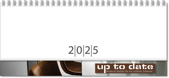 Schreibtischquerkalender "Top Register D" mit überstehender Kartonrückwand im Format 30,5 x 13,5 cm, mit Registerschnitt