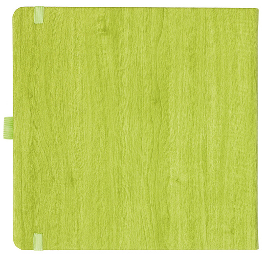 Notizbuch Style Square im Format 17,5x17,5cm, Inhalt kariert, Einband Woody in der Farbe Lime