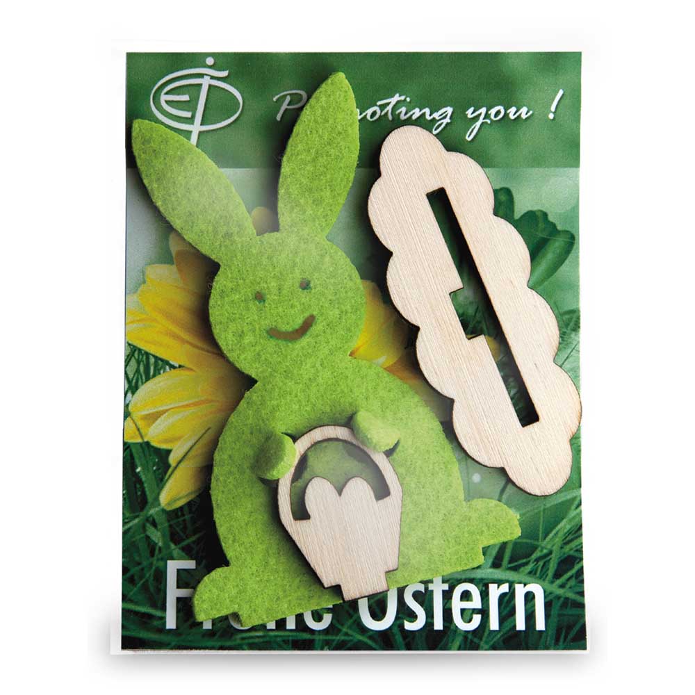 Steckfigur Hase in Werbekarte - Hase mit Lasergravur