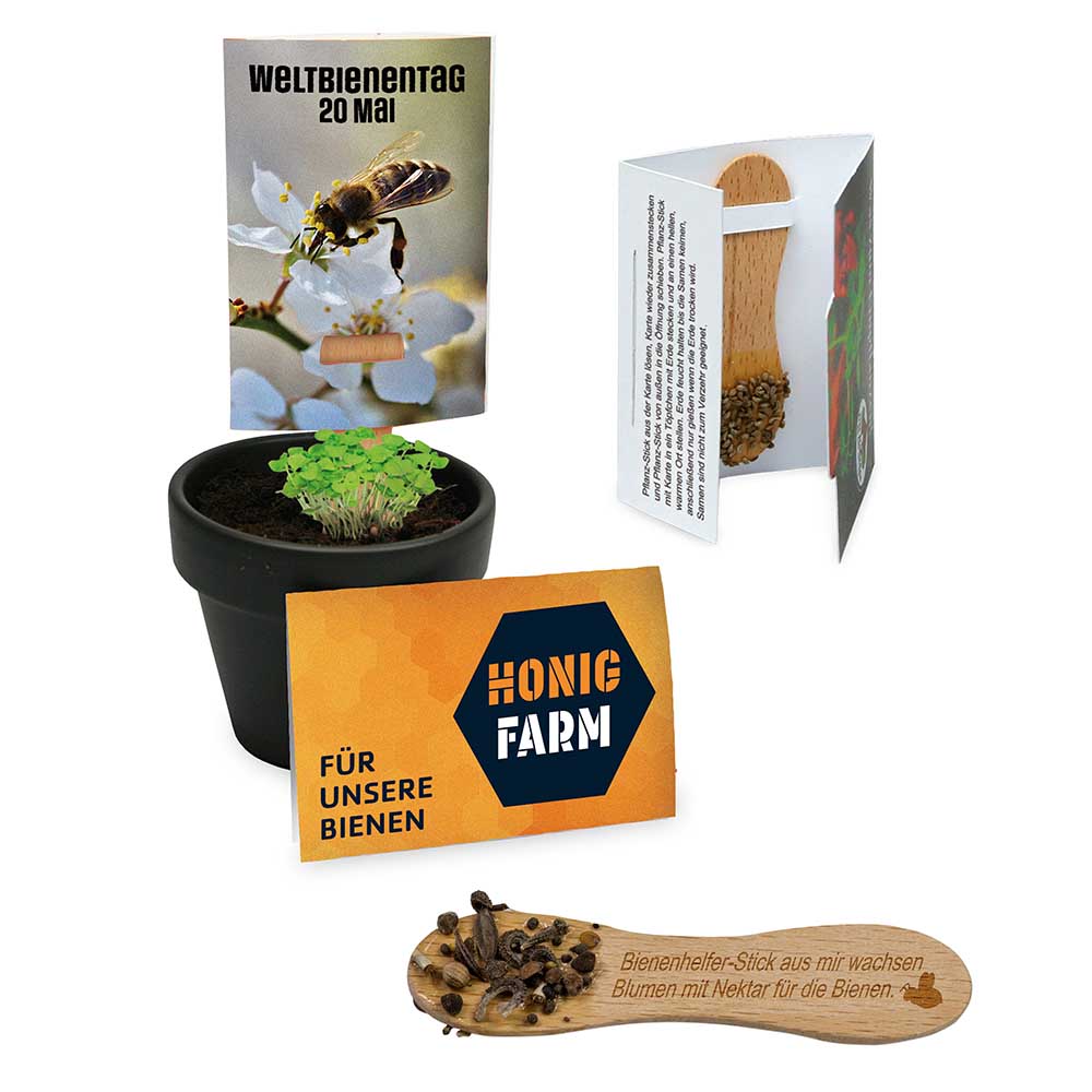 Bienenhelfer-Stick mit Samen - zusätzlich mit eigener Lasergravur