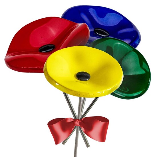 Handgefertigte Glasblume - rot