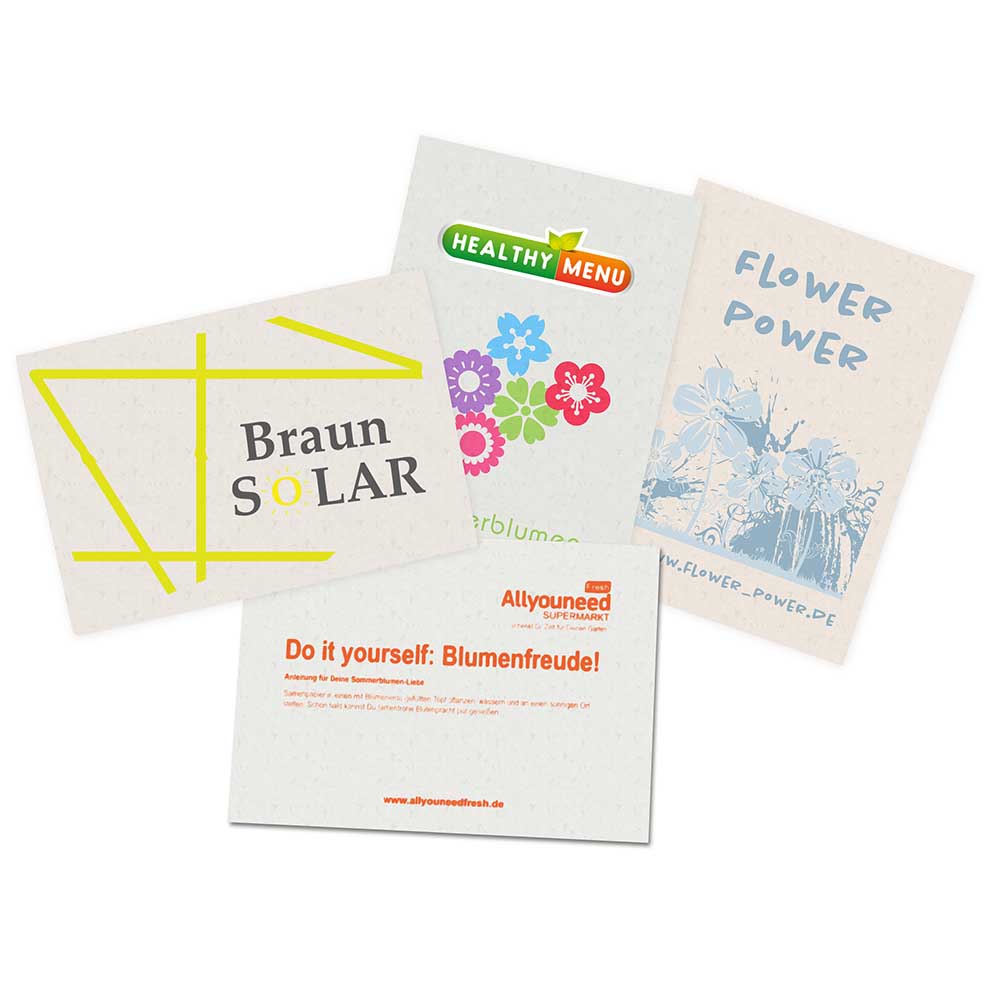 Samenpapier DIN A6 - Klappkarte - Blumenmischung, Druck 4/0-c