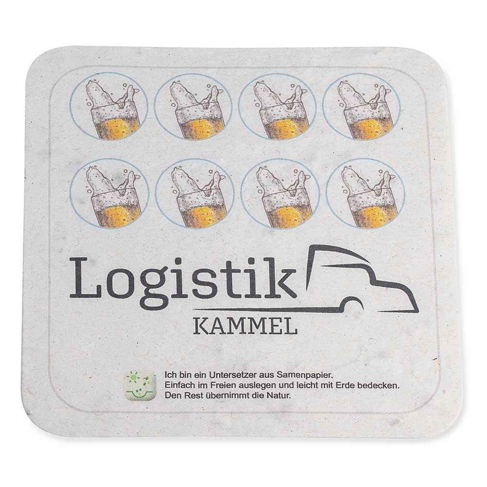 Samenpapier Bierdeckel - eckig, Druck 4/0-c