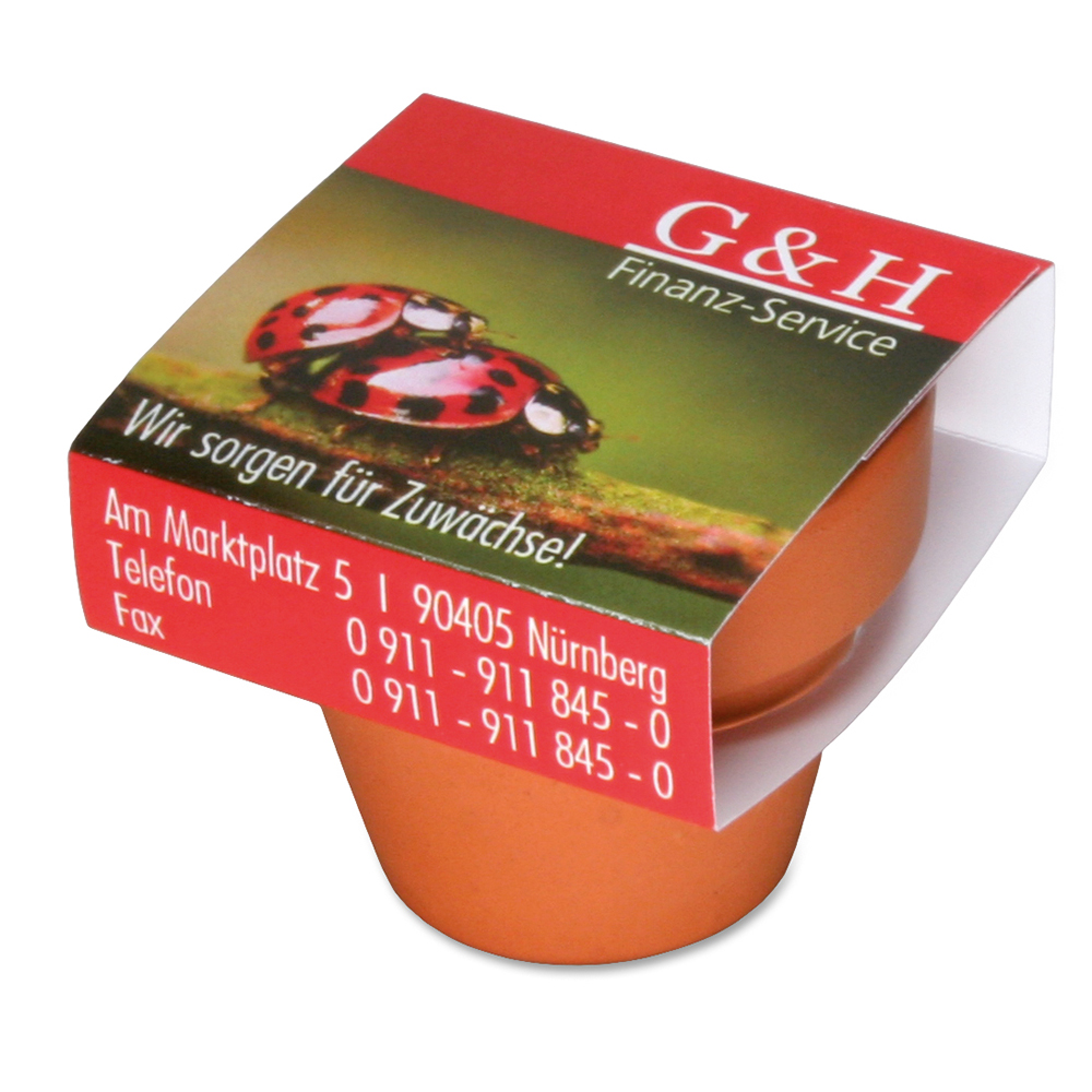Logo-Topf mit Samen