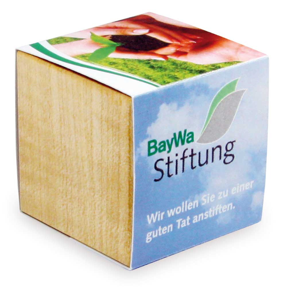 Pflanz-Holz mit Samen - Vergissmeinnicht, 1 Seite gelasert