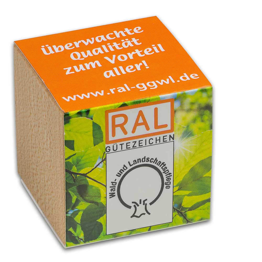 Pflanz-Holz mit Samen (Graspapier-Banderole) - Basilikum, 2 Seiten gelasert