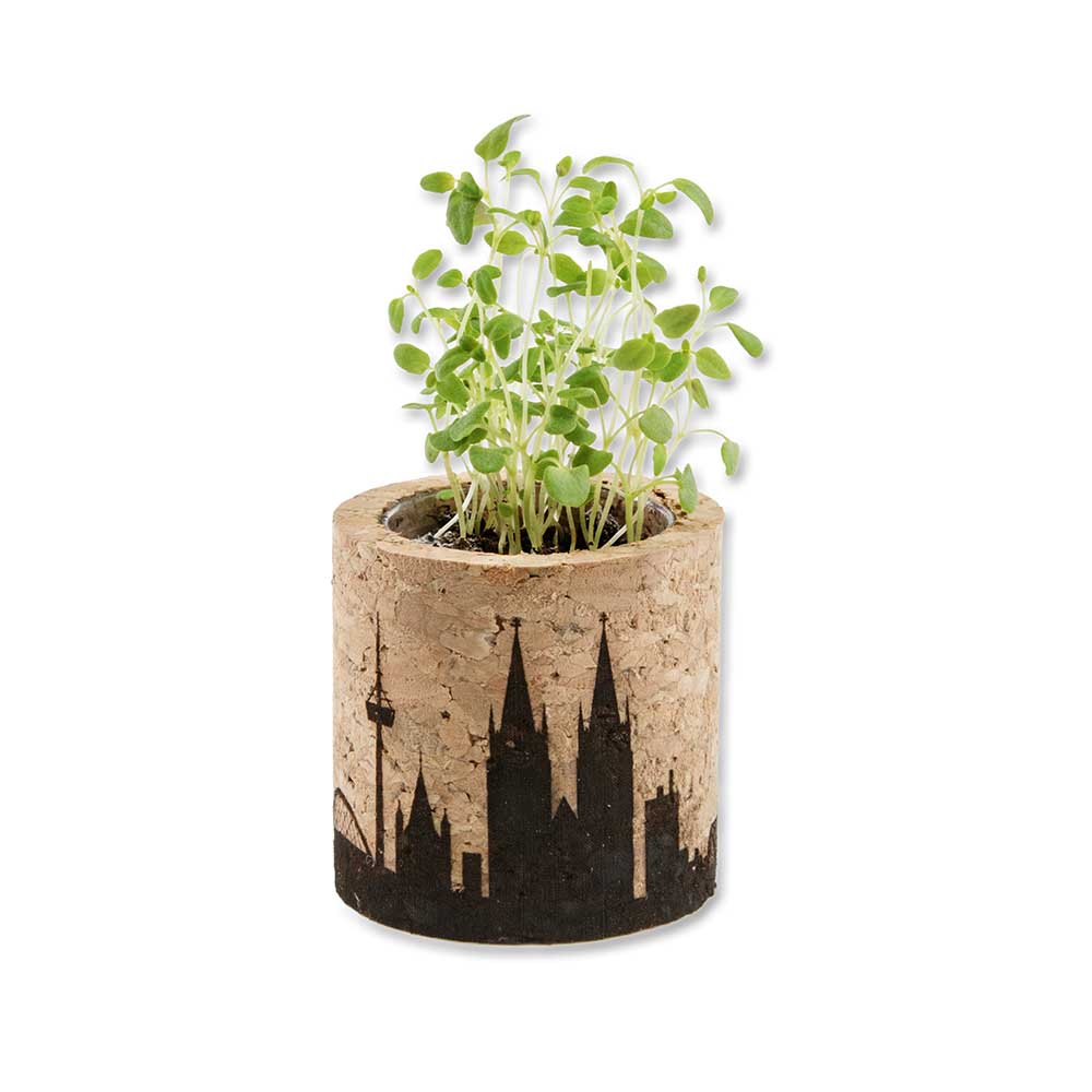 Pflanz-Kork rund mit Samen - Gartenkresse, Rundum-Lasergravur