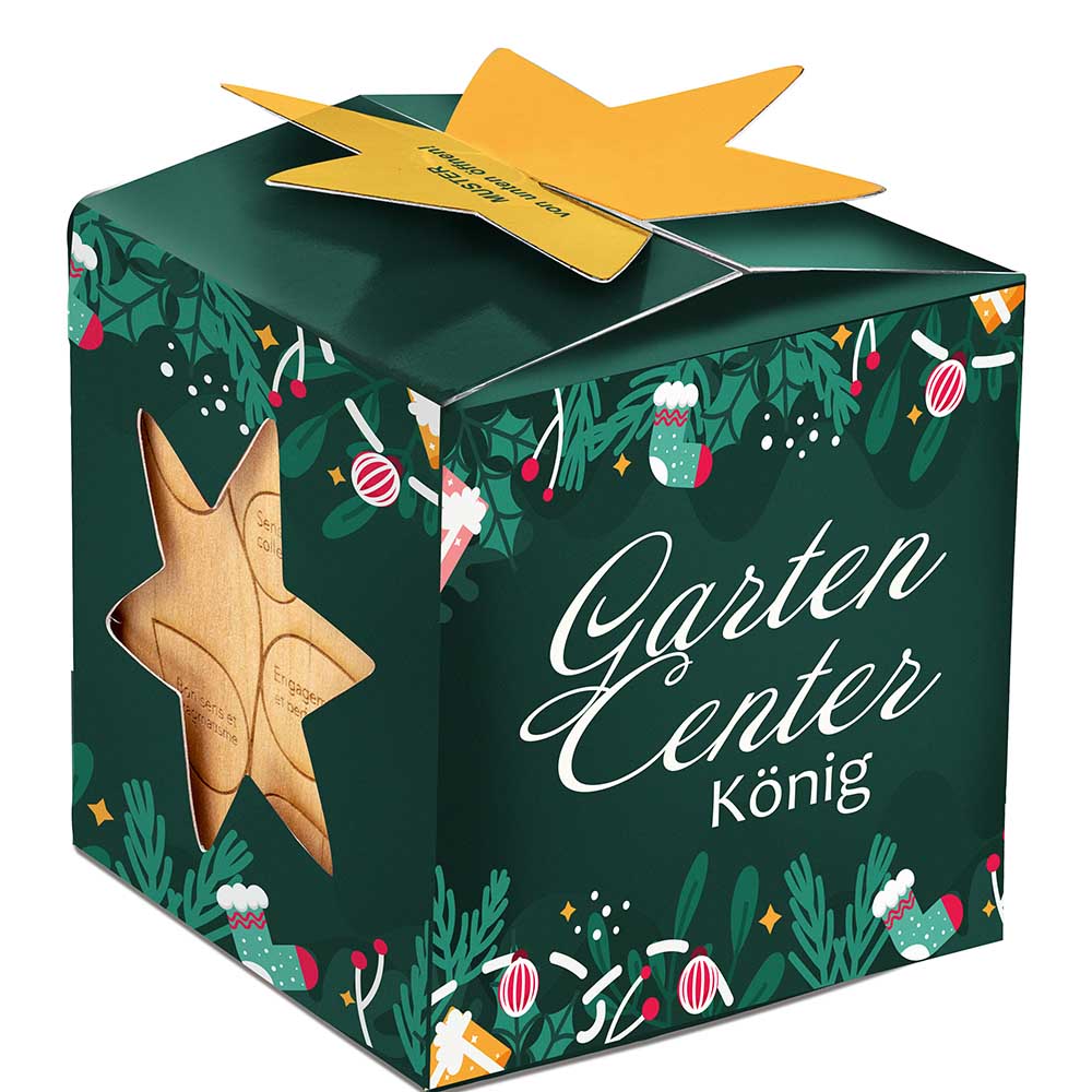 Pflanz-Holz Maxi Star-Box mit Samen - Petersilie, 2 Seiten gelasert