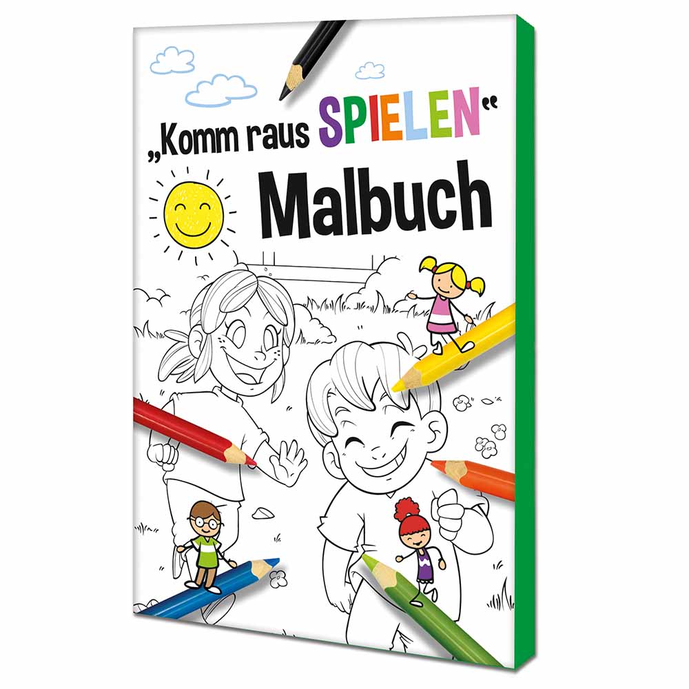 Malbuch / Mal-Set A6 - Komm-raus-spielen - Malset mit 1-c Logoeindruck