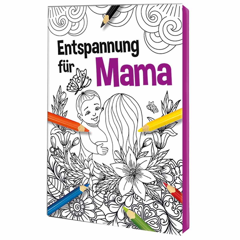 Malbuch / Mal-Set A6 - Entspannung für Mama - Malset mit 1-c Logoeindruck