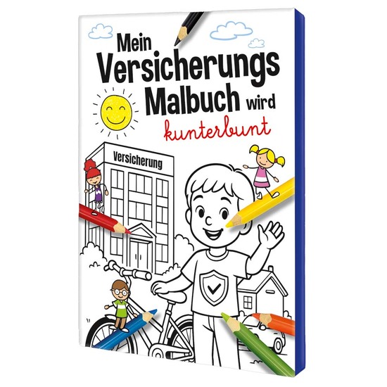 Malbuch / Mal-Set A6 - Versicherung - Malset mit 1-c Logoeindruck