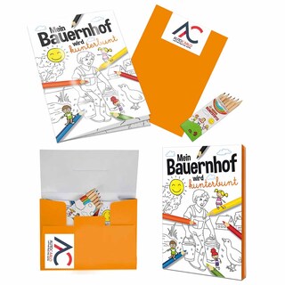 Malbuch / Mal-Set A6 - Bauernhof - Malset mit 2-c Logoeindruck
