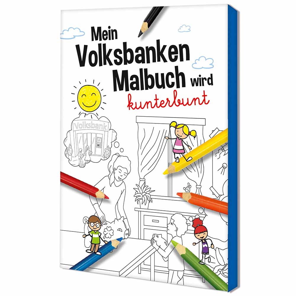 Malbuch / Mal-Set A6 - Volksbanken&Raiffeisenbanken - Malset mit individuellen Vorder- und Rückseiten