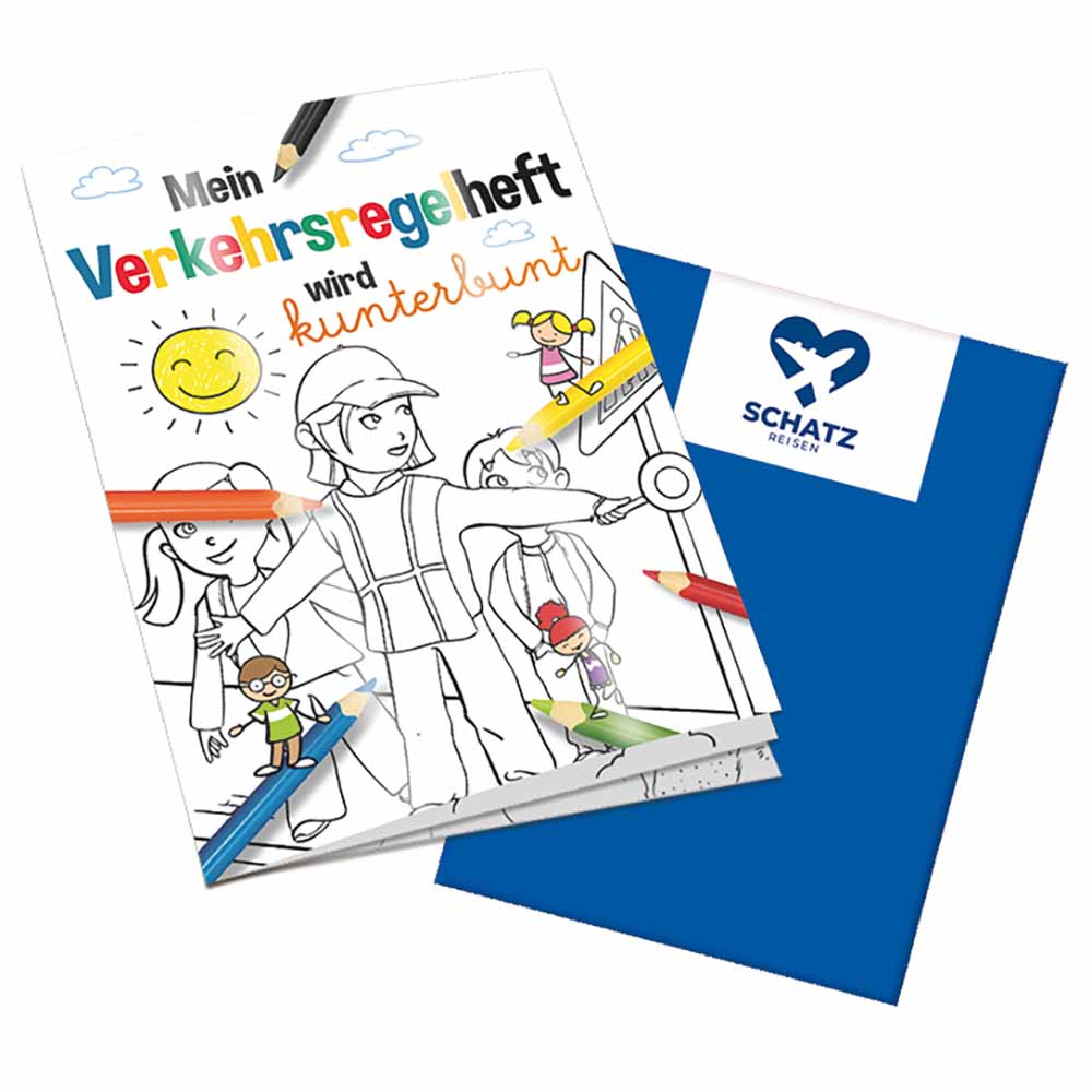 Malbuch / Mal-Set A6 - Verkehr - Malbuch mit 1-c Logoeindruck