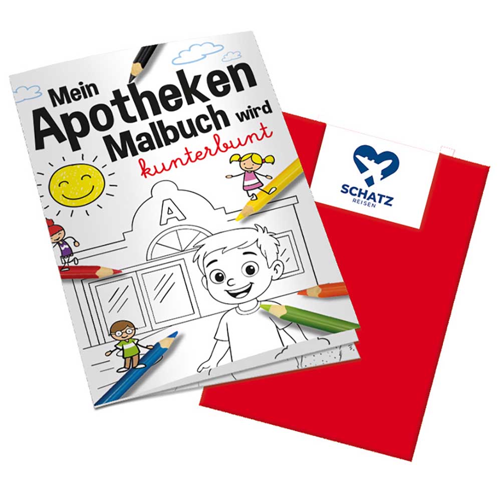 Malbuch / Mal-Set A6 - Apotheke - Malbuch mit 1-c Logoeindruck