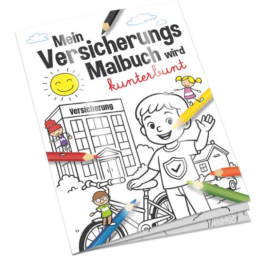 Malbuch / Mal-Set A6 - Versicherung - Malbuch mit 1-c Logoeindruck