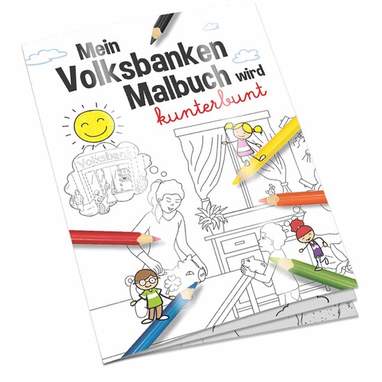 Malbuch / Mal-Set A6 - Volksbanken - Malbuch mit 1-c Logoeindruck