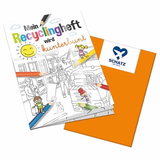 Malbuch / Mal-Set A6 - Recycling - Malbuch mit 1-c Logoeindruck