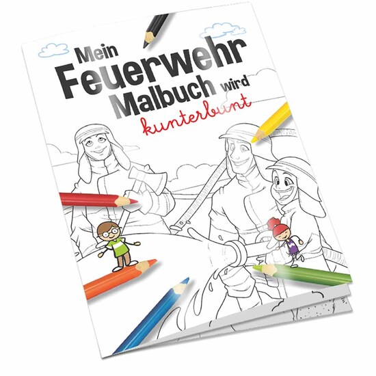 Malbuch / Mal-Set A6 - Feuerwehr - Malbuch mit 1-c Logoeindruck
