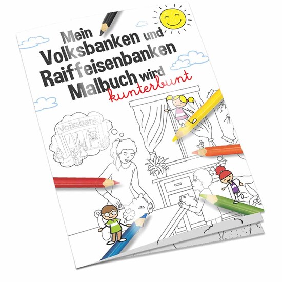 Malbuch / Mal-Set A6 - Volksbanken&Raiffeisenbanken - Malbuch mit 2-c Logoeindruck
