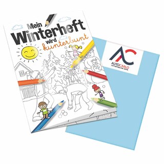 Malbuch / Mal-Set A6 - Winter - Malbuch mit 2-c Logoeindruck