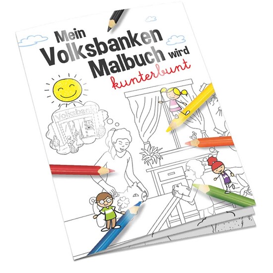 Malbuch / Mal-Set A6 - Volksbanken - Malbuch mit 2-c Logoeindruck