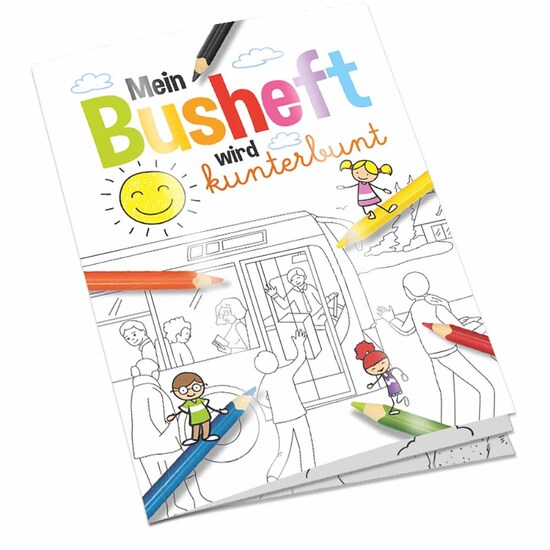Malbuch / Mal-Set A6 - Bus - Malbuch mit individueller Vorder- und Rückseite
