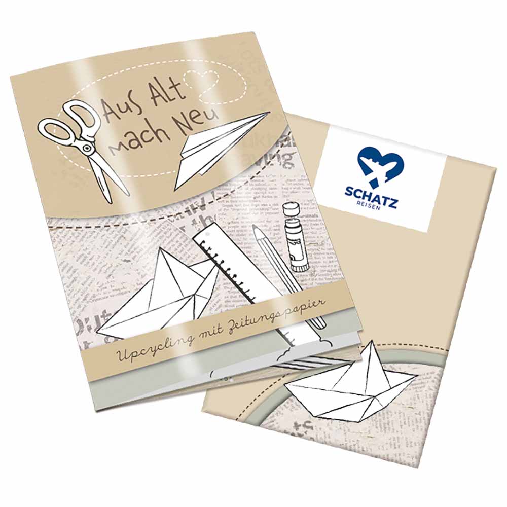 Upcycling-Heft - Zeitungspapier - Tampondruck 1-c