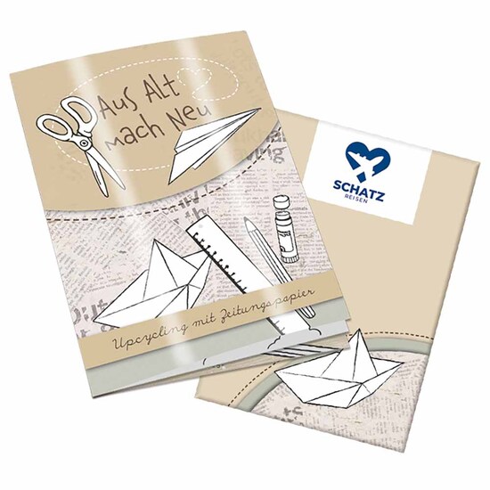 Upcycling-Heft - Zeitungspapier - Tampondruck 1-c