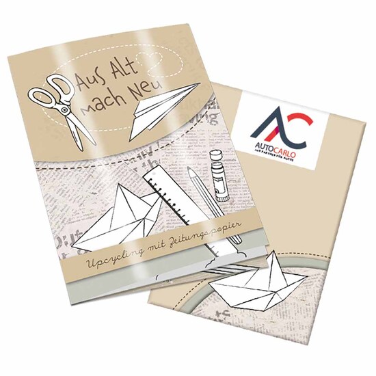 Upcycling-Heft - Zeitungspapier - Tampondruck 2-c