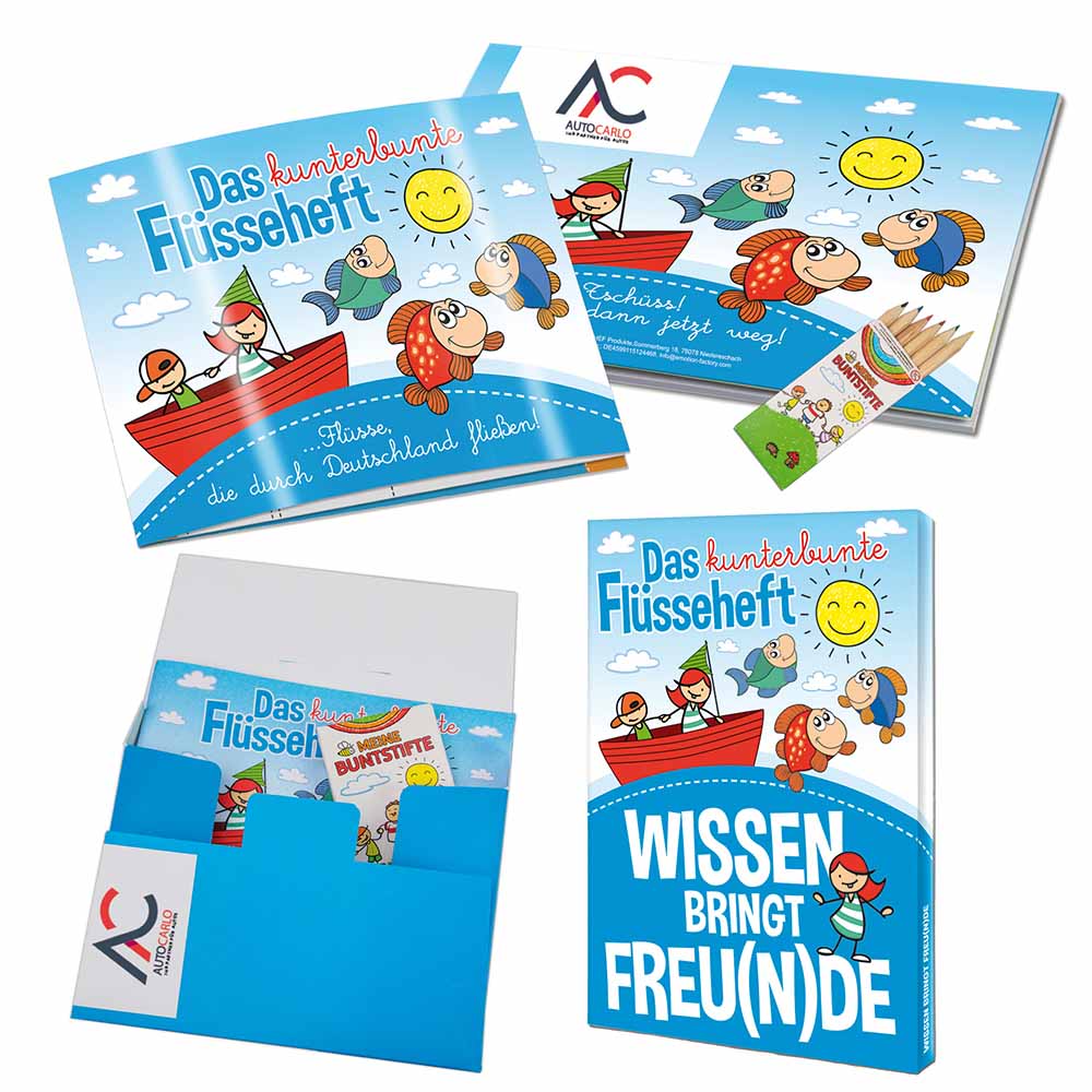 Wissen-Set „Das Flüsseheft“ - Set - mit 2-c Logoeindruck