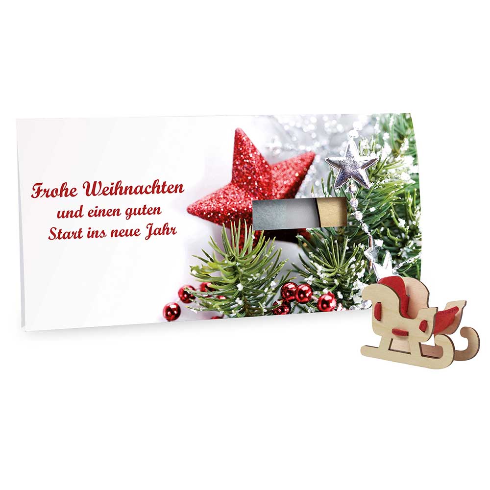 Steckfiguren-Karte Filz - Schlitten 4/4-c