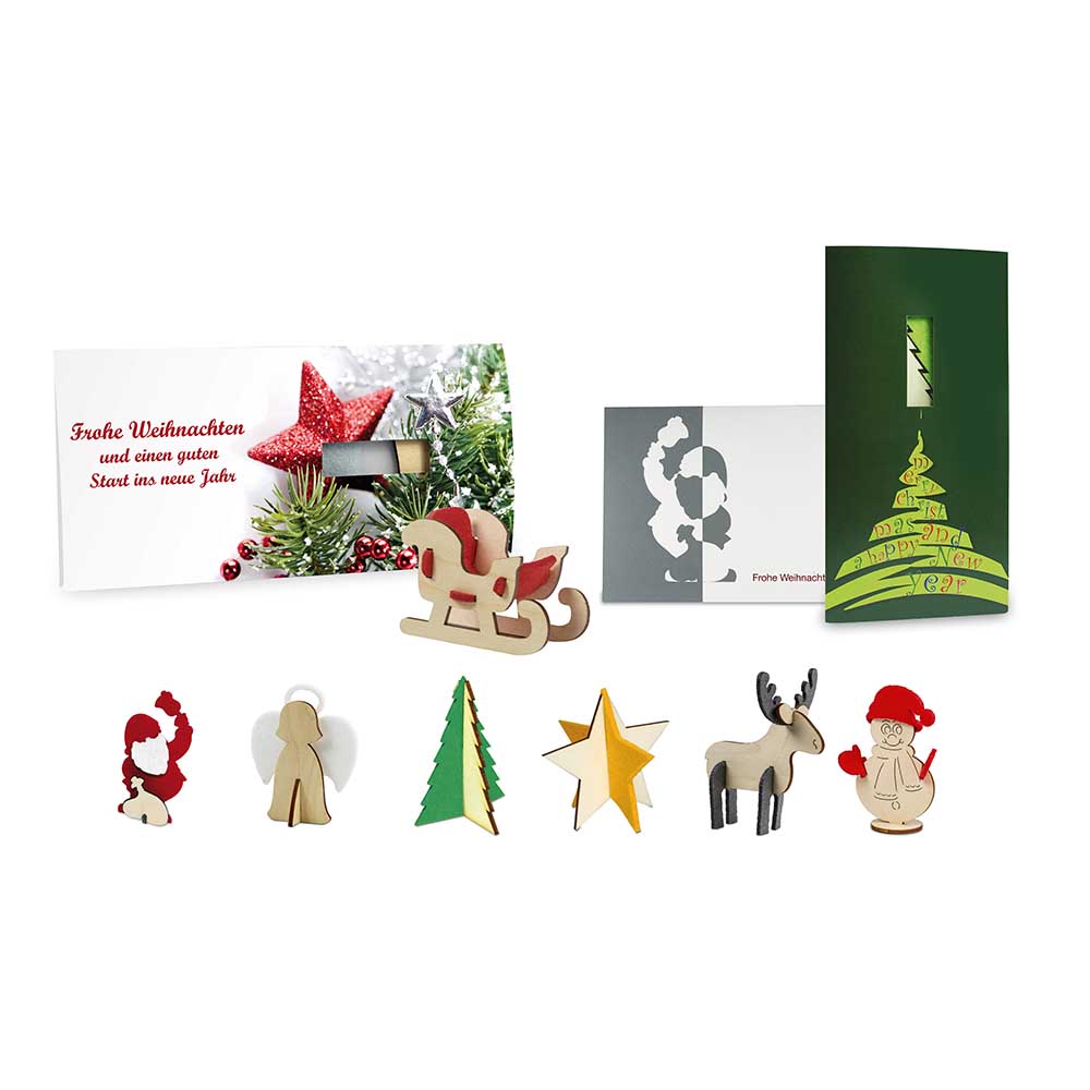 Steckfiguren-Karte Filz - Schlitten 4/4-c