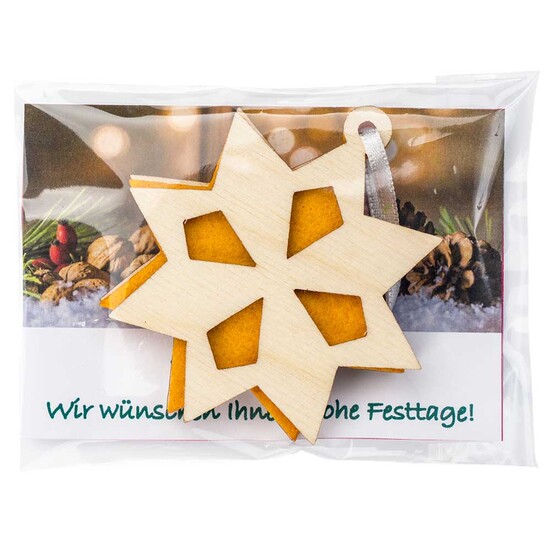 Holz-Filz Anhänger - Stern in Werbetüte