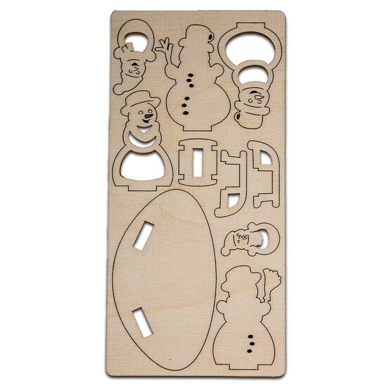 3D Holzpuzzle-Karte - Schneemann-Familie