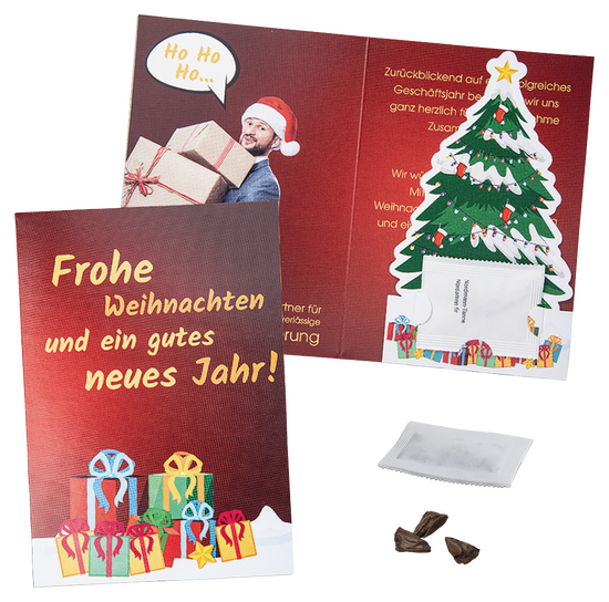 Weihnachtsbaumkarte mit Samen
