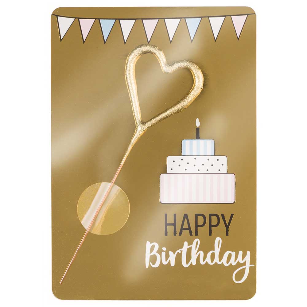 Wondercandle Mini mit Wondercard  - Herz, gold