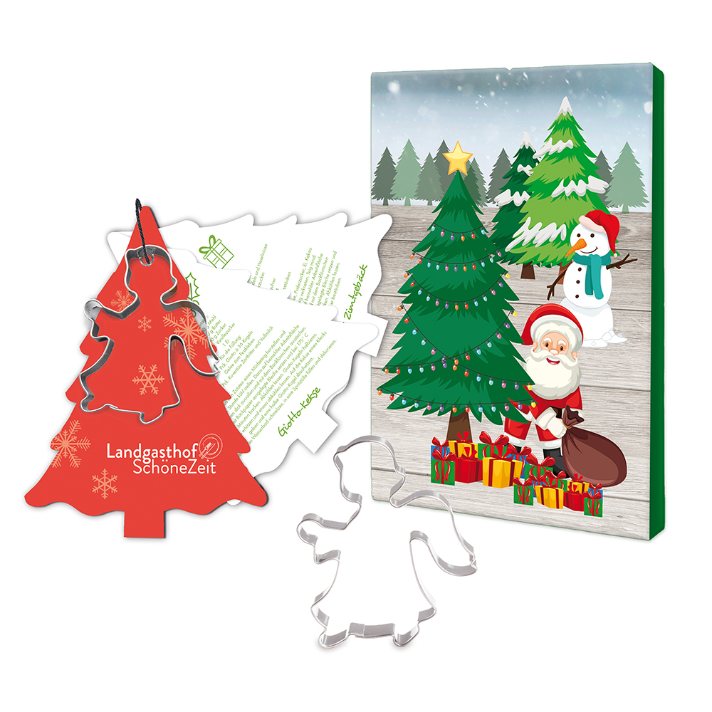 Backförmchen mit Rezeptblock Tannenbaum